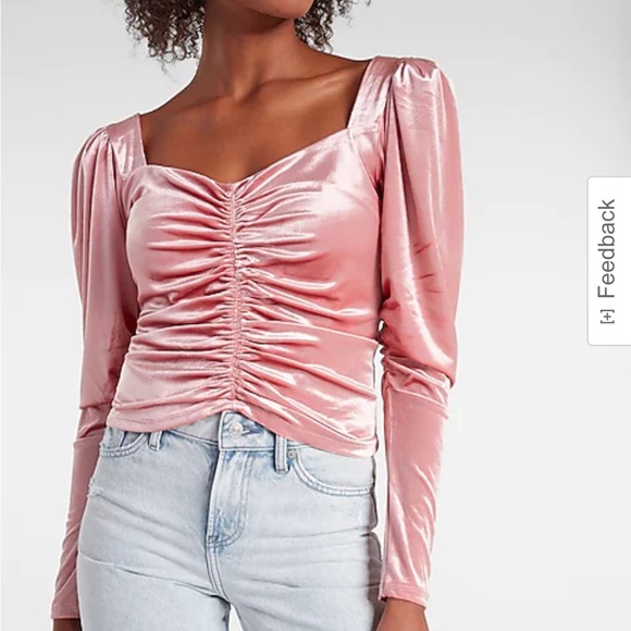 NWT Express Pink Velvet Long Sleeve Blouse - Picture 1 of 11